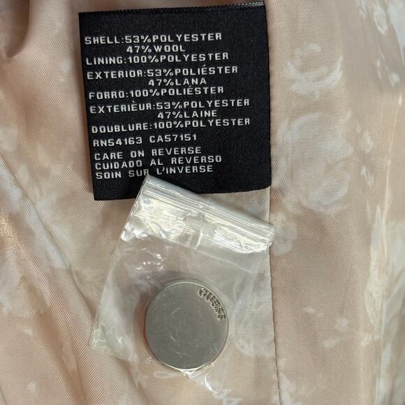 Guess Coat Woman's XS Cream Wool Blend Double Breasted Pea Coat Winter Military - Picture 10 of 13